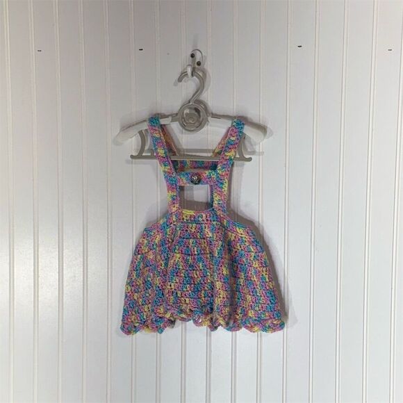 Handmade Baby Crochet Top & Bloomers Rainbow Pastel Sparkle 0–6M Cottagecore - Picture 1 of 9